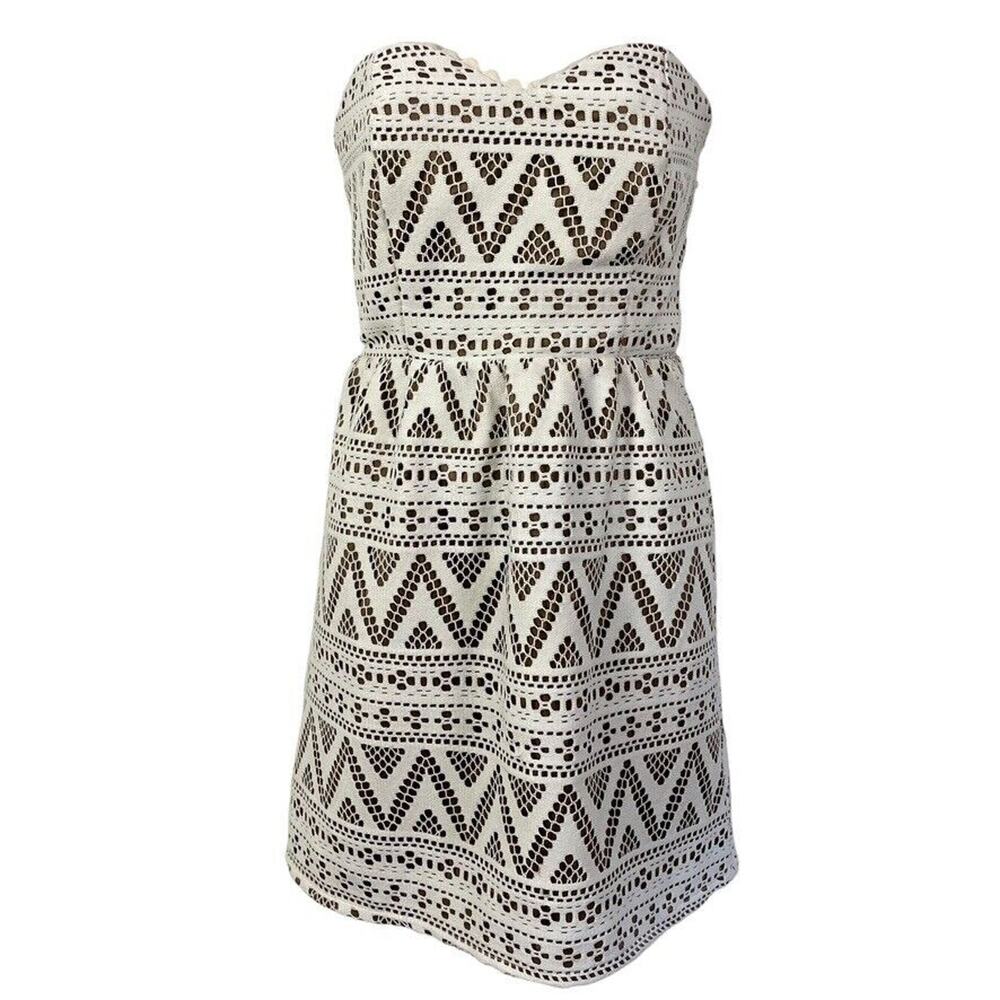 Judith March Womens Lace Strapless Sweetheart Mini Party USA Made Dress Ivory S